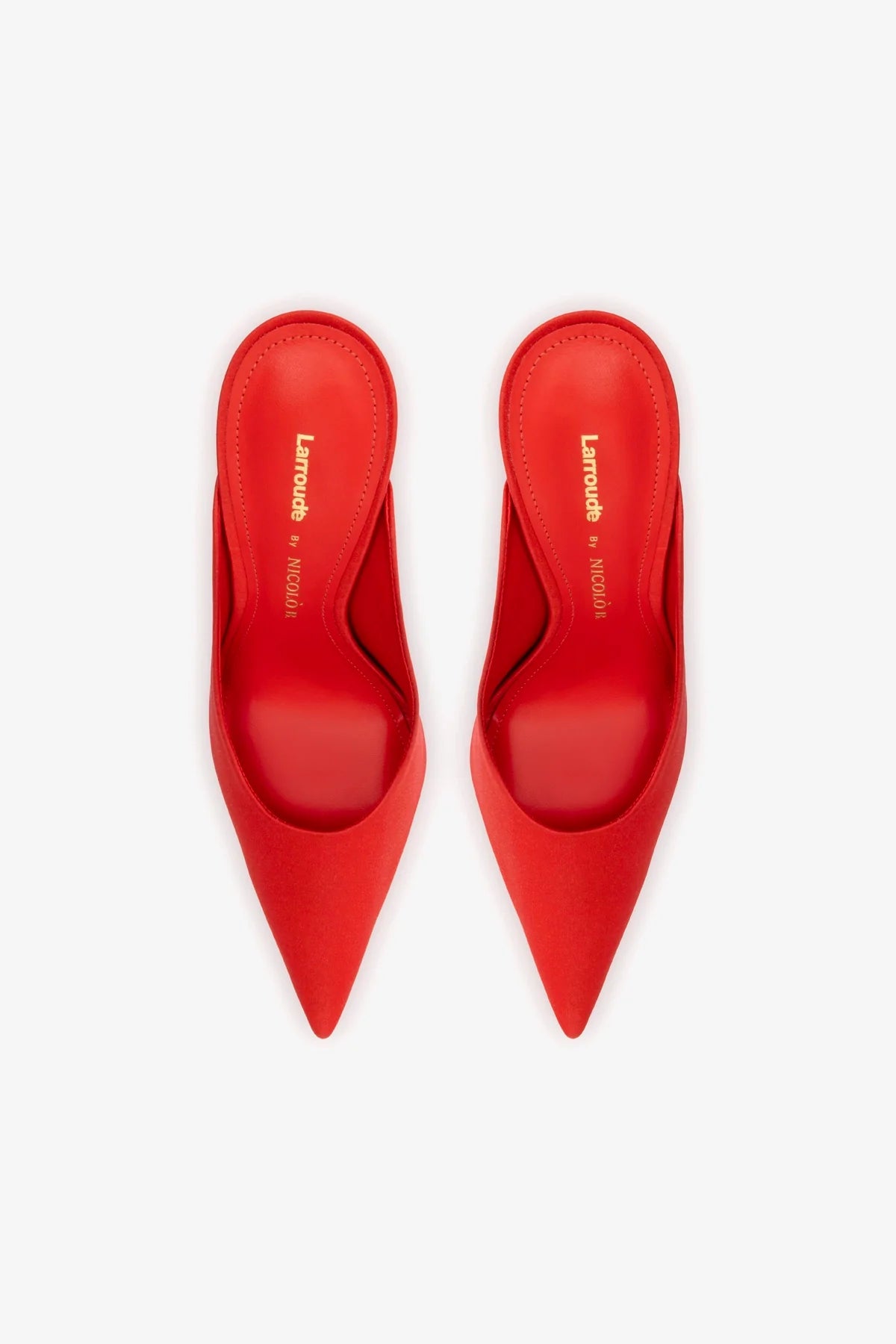 Larroudé by Nicolò B. Inna Mule In Scarlet Satin