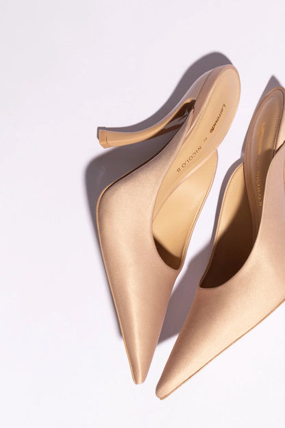 Larroudé x Nicolò B.: Inna Mule Sand Satin