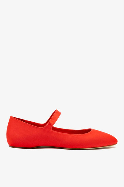 Larroudé by Nicolò B. Maria Ballet Flat In Scarlet Satin