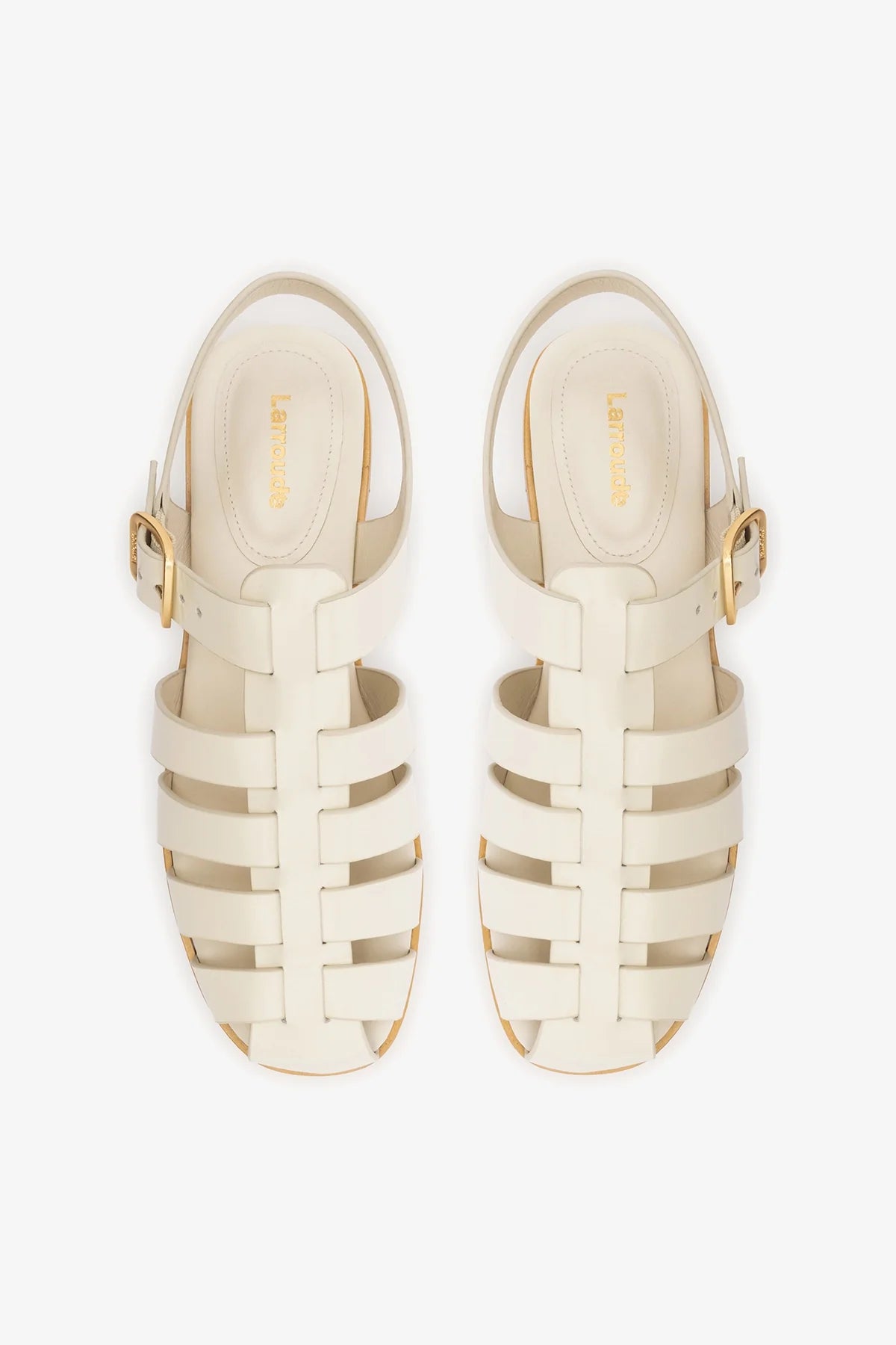 Stevie Flat Sandal In Ivory Box Leather