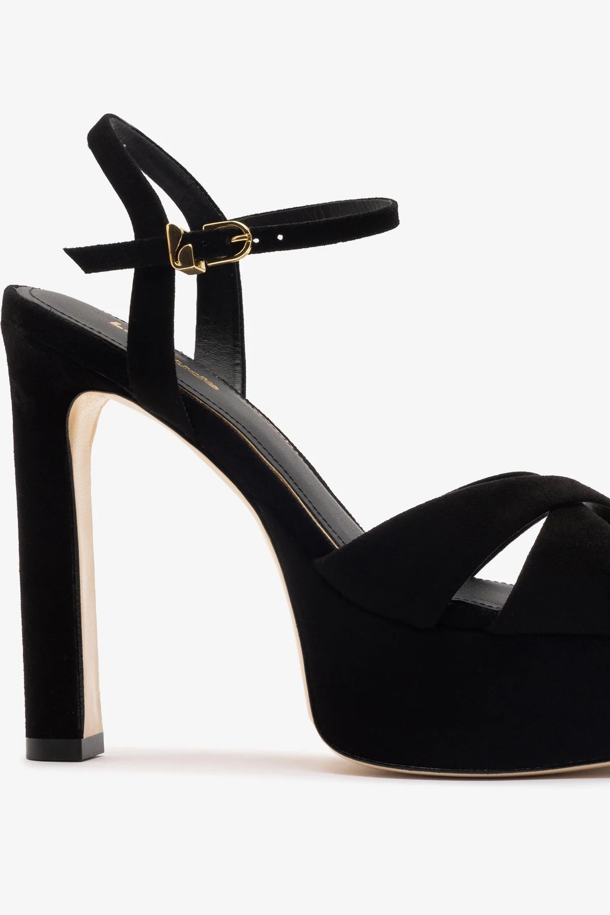Bianca High Platform Sandal In Black Suede
