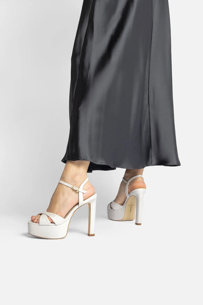 Bianca High Platform Sandal In Pearl Leather