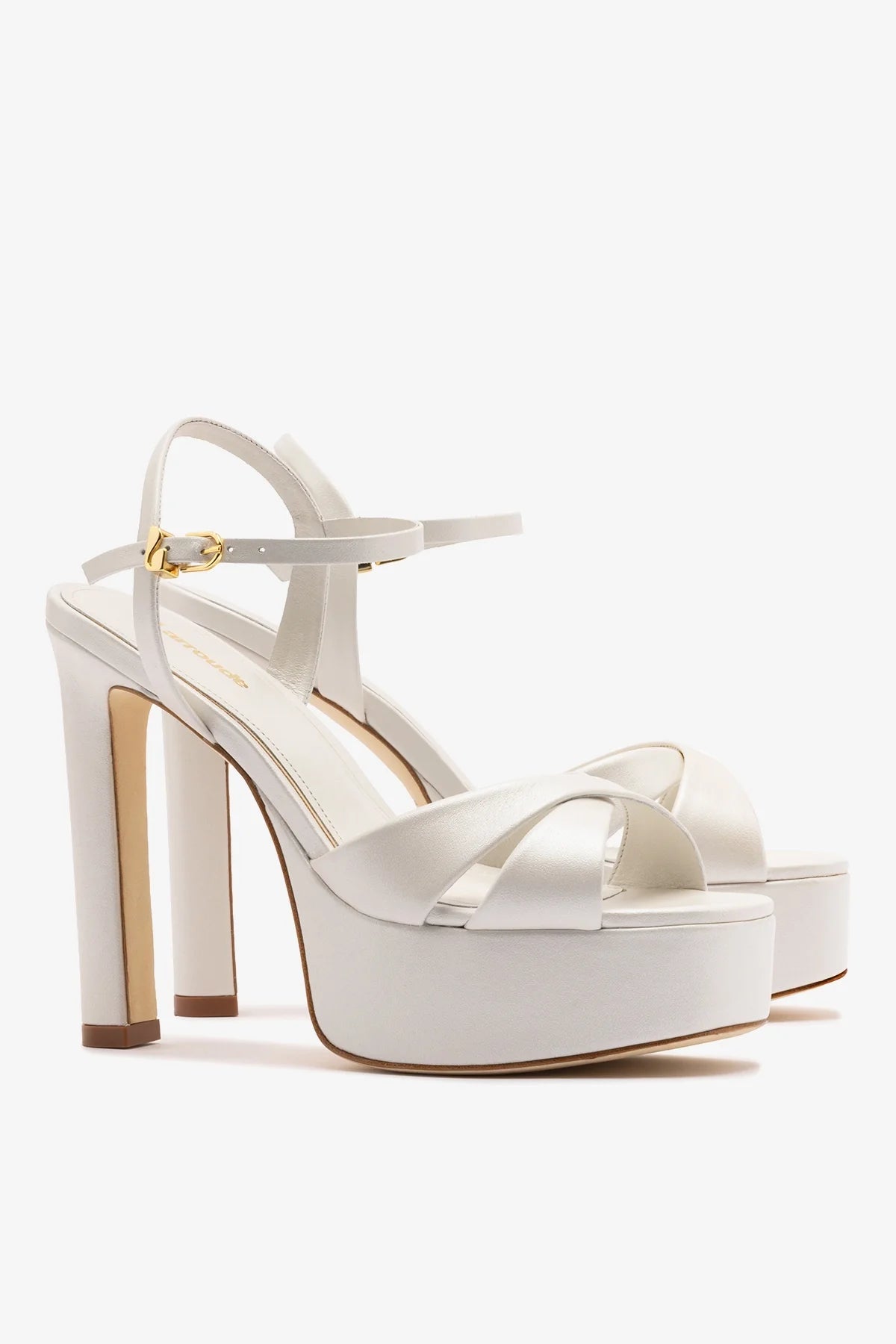 Bianca High Platform Sandal In Pearl Leather