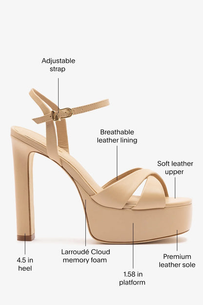 Bianca High Platform Sandal In Sand Leather
