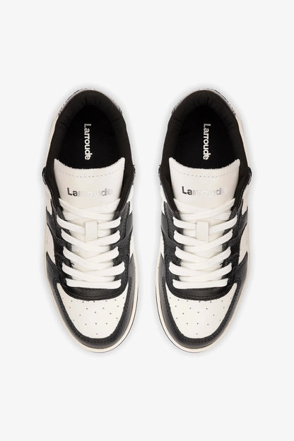 George Sneaker In Black and White Leather