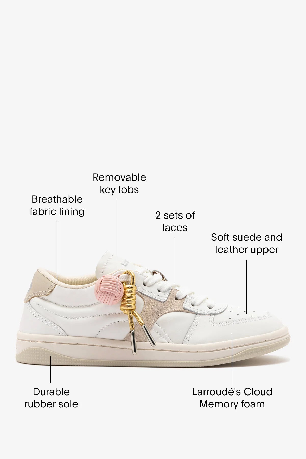 George Sneaker In White Leather and Mushroom Grey Suede