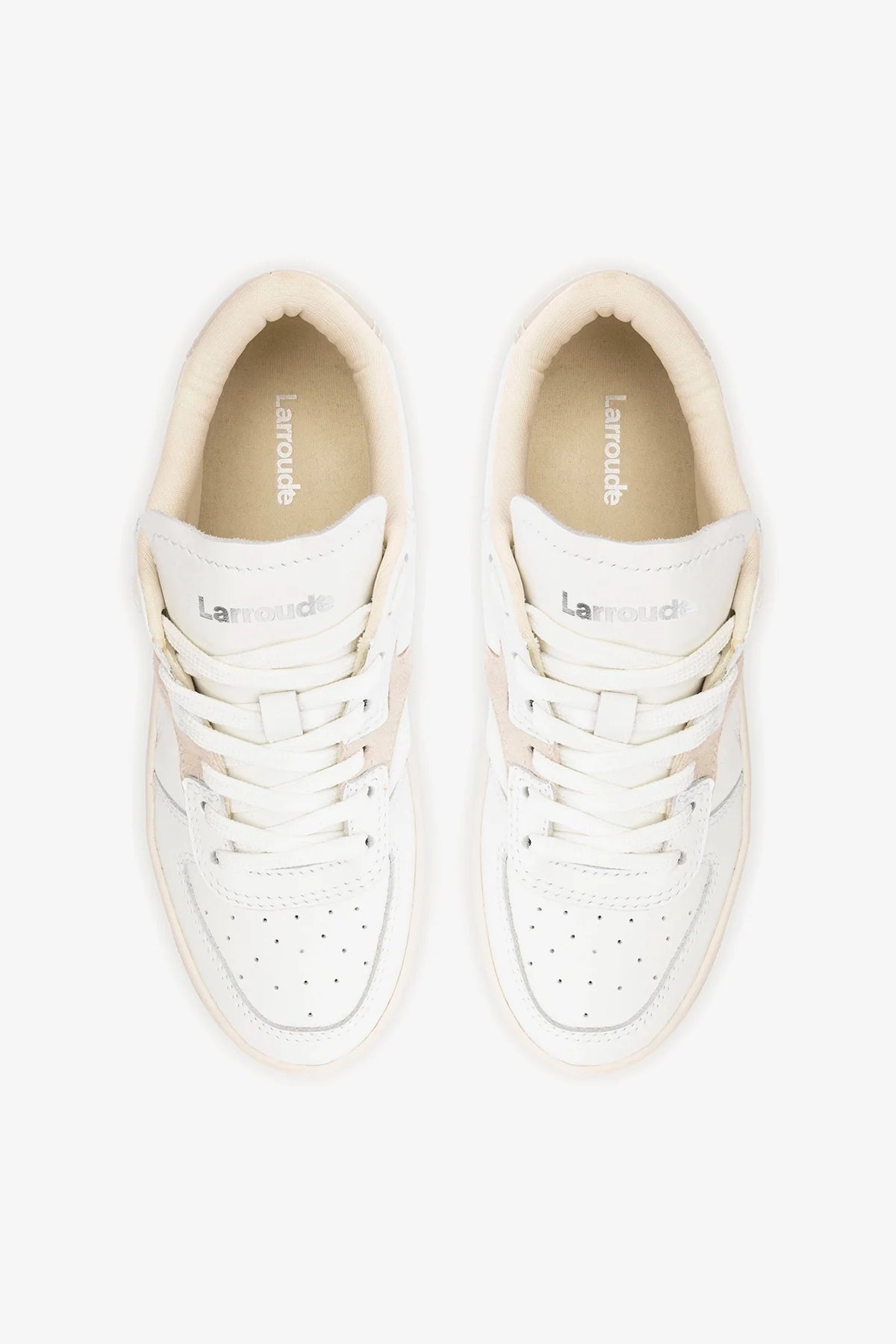 George Sneaker In White Leather and Mushroom Grey Suede