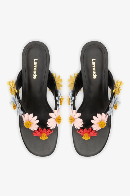 Fiore Thong Sandal Black Leather