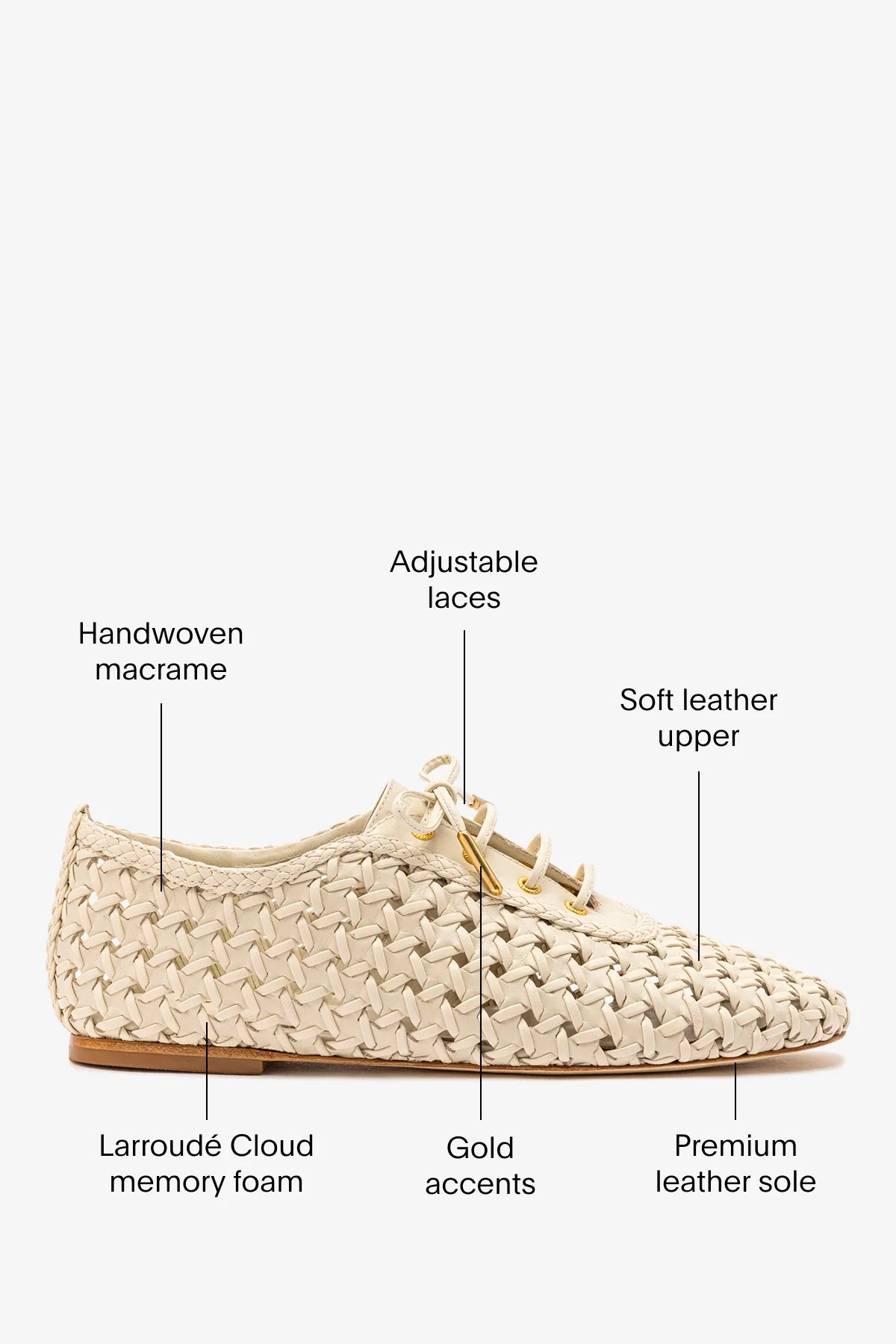 Liza Macrame Sneaker In Ivory Leather