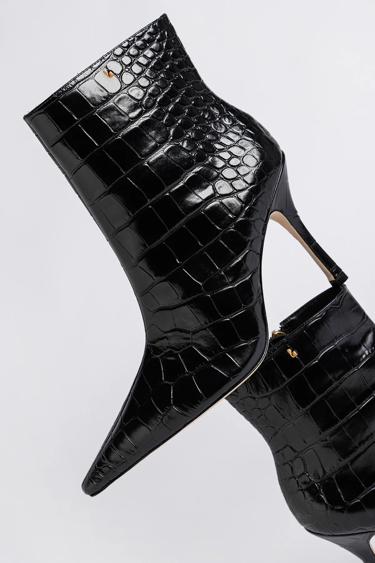 Mini Carine Boot Black Croco Leather