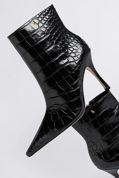 Mini Carine Boot Black Croco Leather
