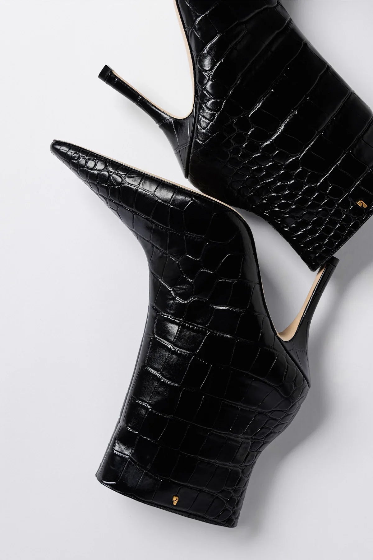 Mini Carine Boot Black Croco Leather