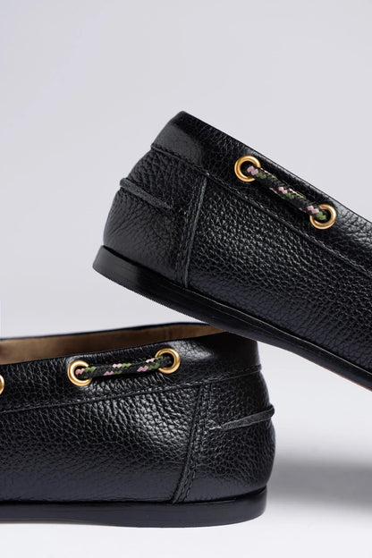 Cyprus Boat Shoe Black Leather