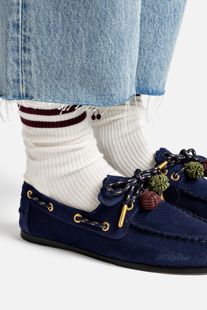 Cyprus Boat Shoe In Navy Suede