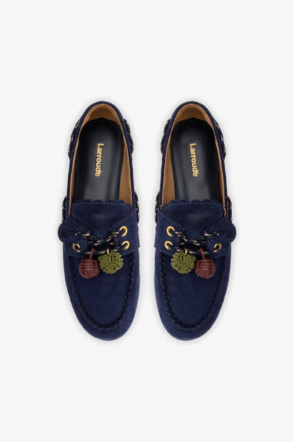 Cyprus Boat Shoe In Navy Suede