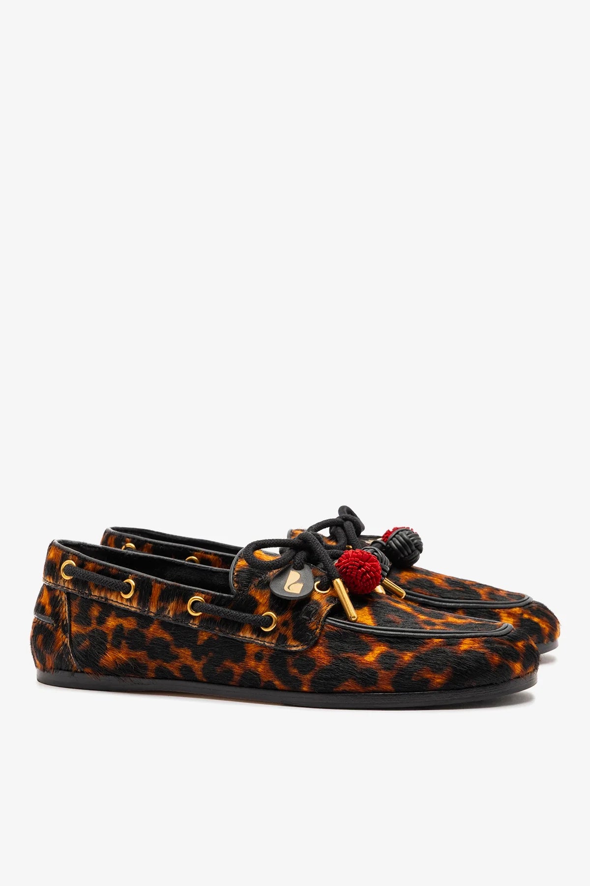 Cyprus Boat Shoe In Leopard Print Calf Hair Leather