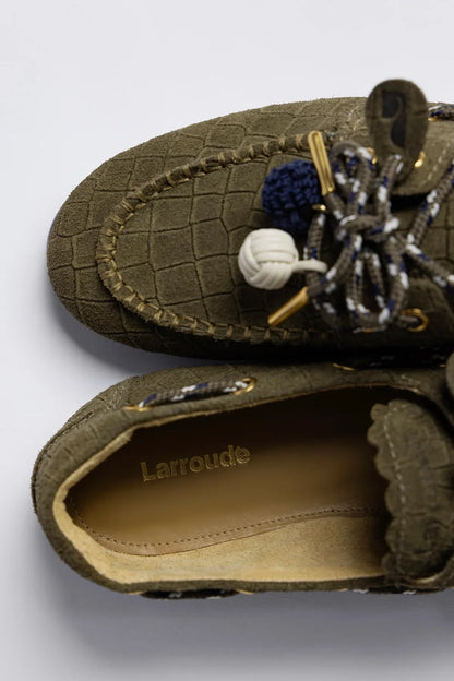Cyprus Boat Shoe Olive Croco Suede