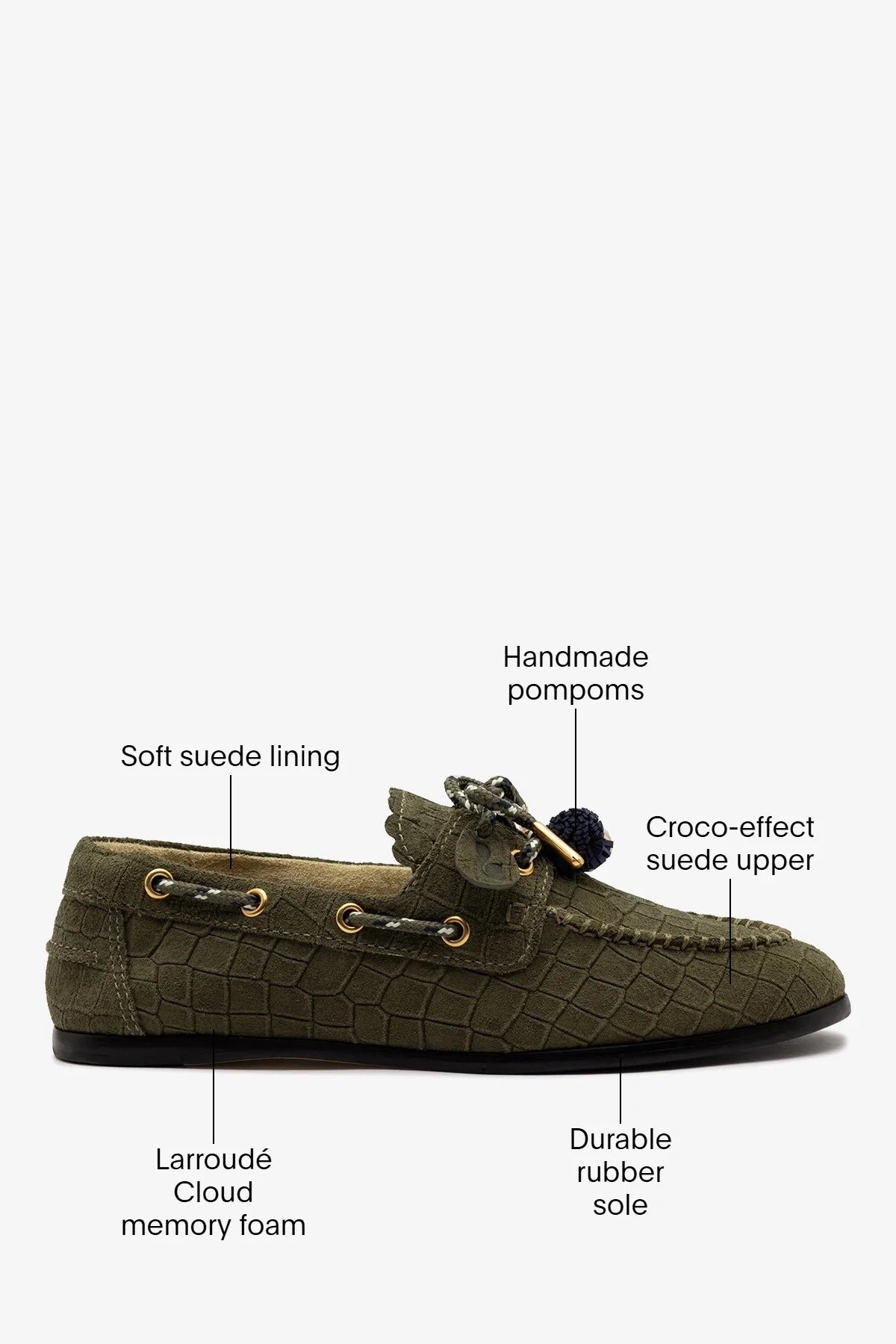 Cyprus Boat Shoe Olive Croco Suede