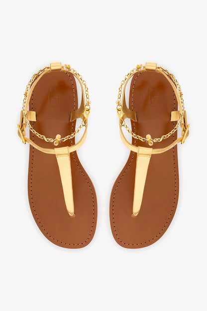 Gipsy Sandal In Gold Metallic Leather