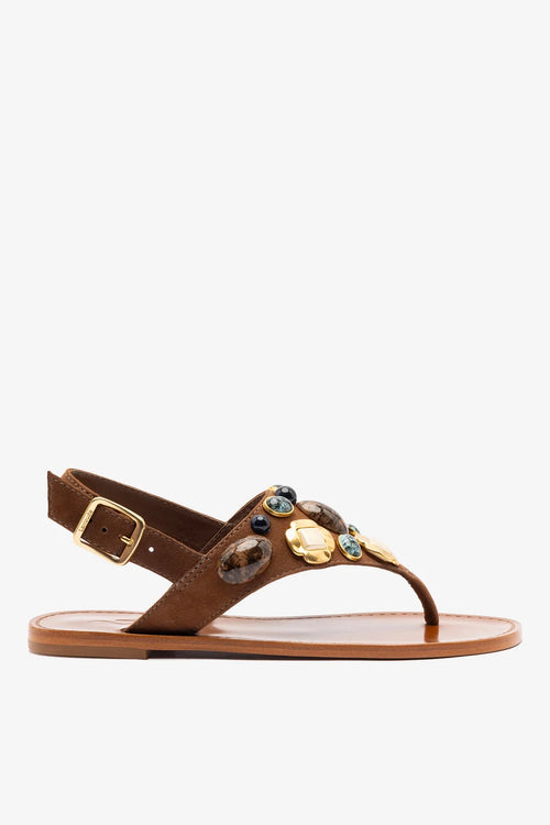 Talitha Flat Sandal In Brown Leather