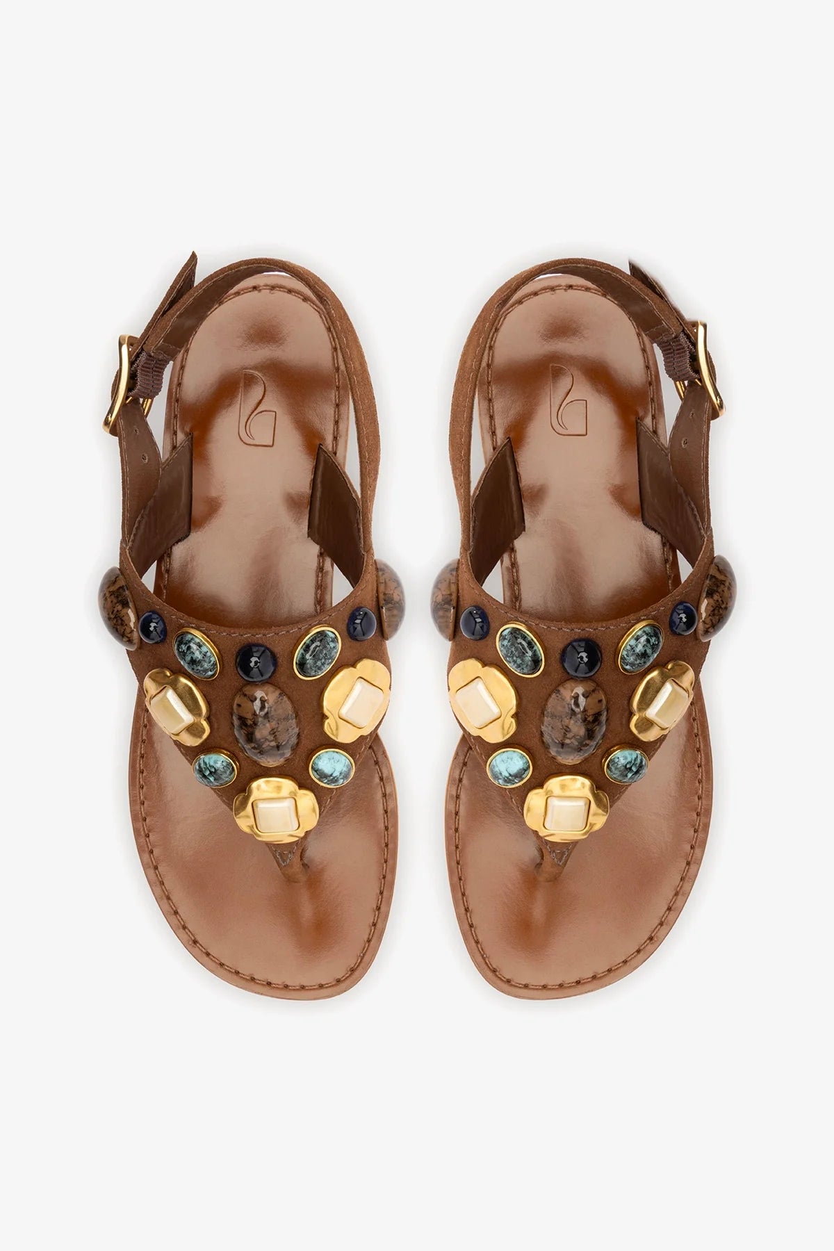 Talitha Flat Sandal In Brown Leather