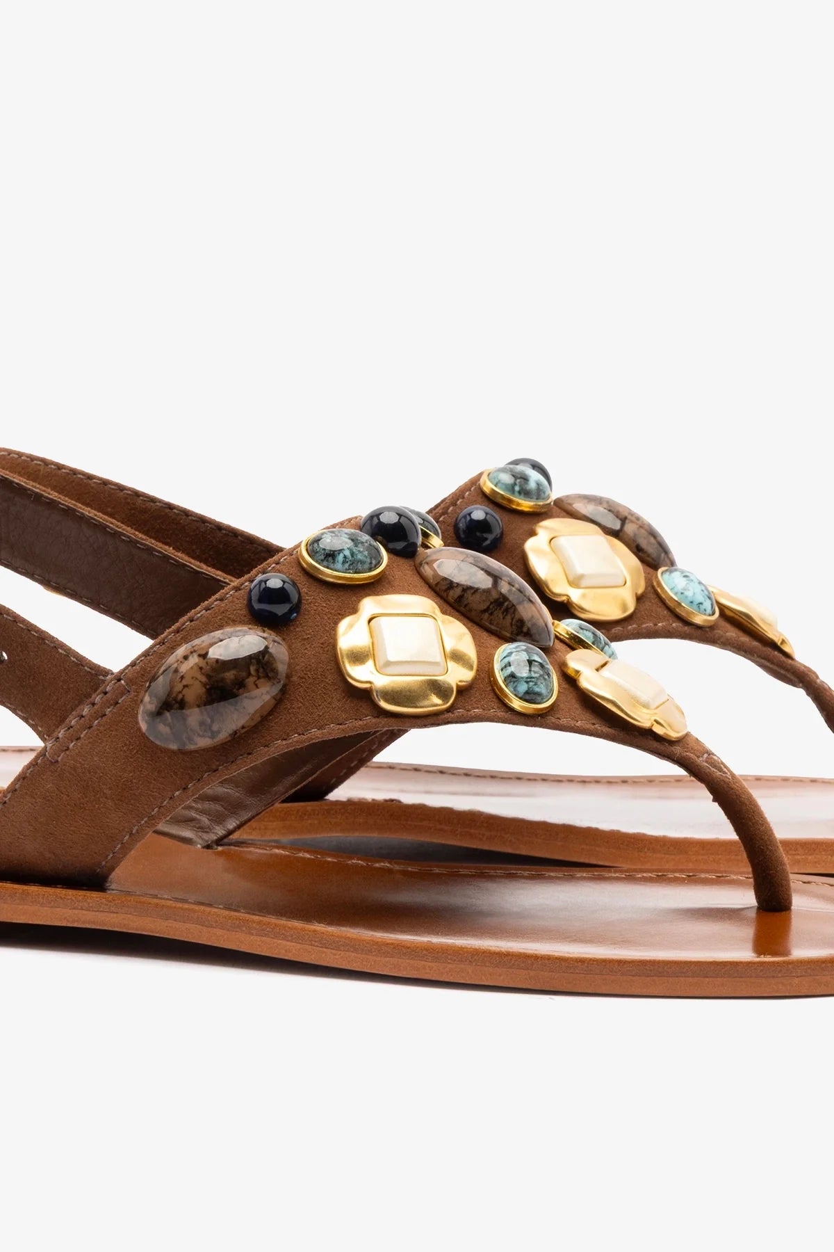 Talitha Flat Sandal In Brown Leather
