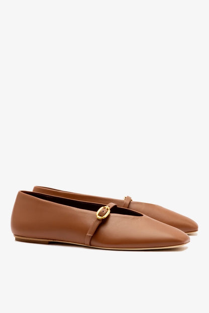 Misty Ballerina Flat In Caramel Leather
