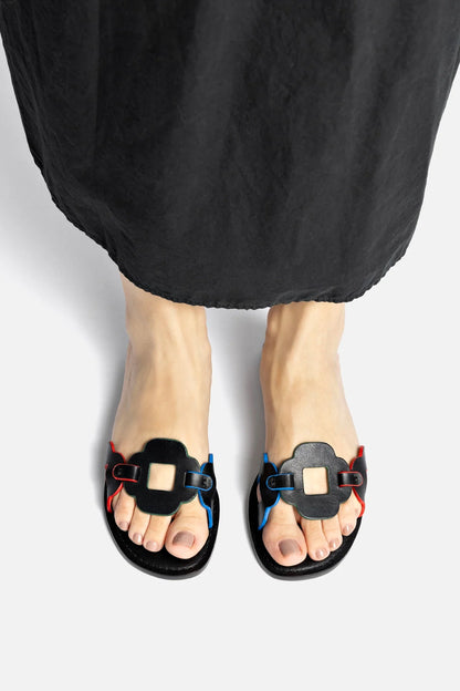 Margherita Slide In Black Leather