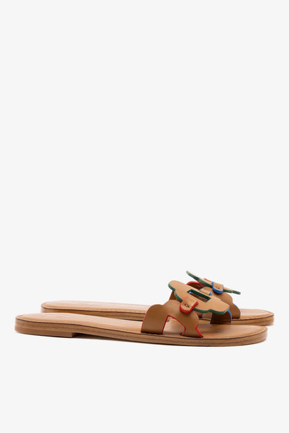 Margherita Slide In Caramel Leather