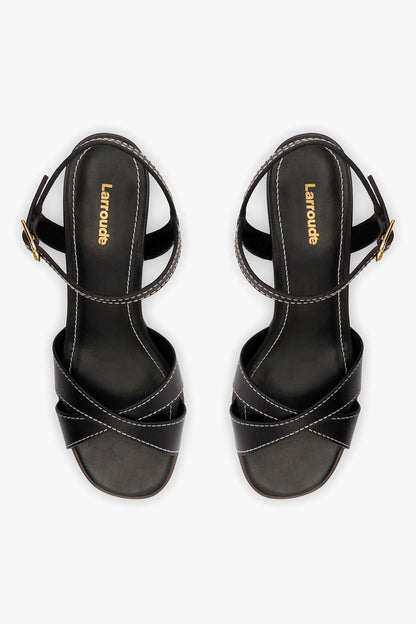 Roma Sandal In Vegetale Black Leather