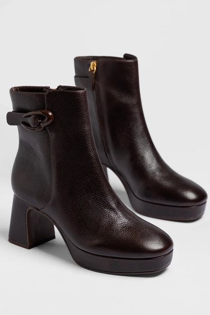 Dolly Verona Low Platform Boot Brown Leather