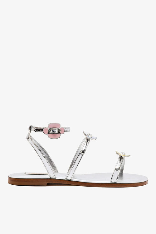 Tinx Flat Sandal In Silver Specchio