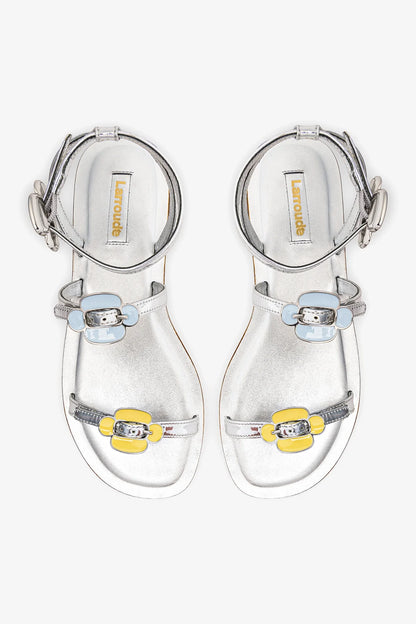Tinx Flat Sandal In Silver Specchio