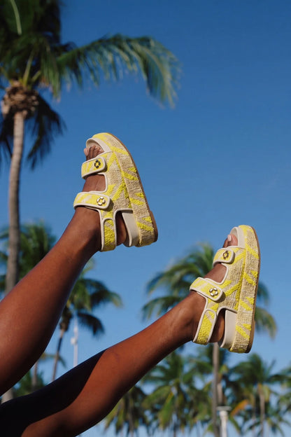 Jetty Sandal Yellow Printed Fabric