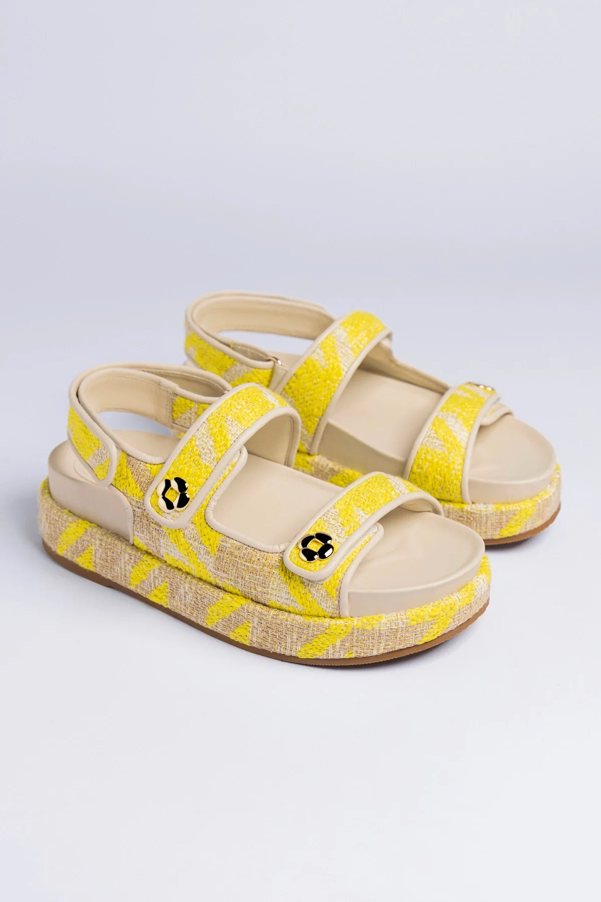 Jetty Sandal Yellow Printed Fabric