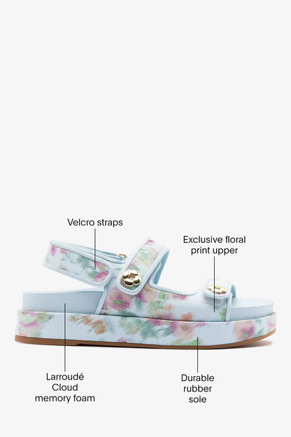 Larroudé x Markarian: Jetty Sandal Apple Blue Floral Ikat