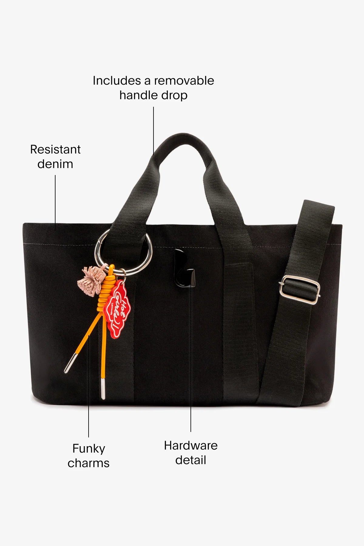 Americana Tote Bag In Black Denim