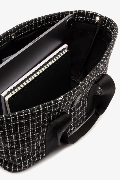 Americana Tote Bag In Black Milano Tweed