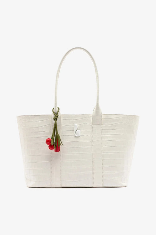 City Tote Bag White Croco Leather