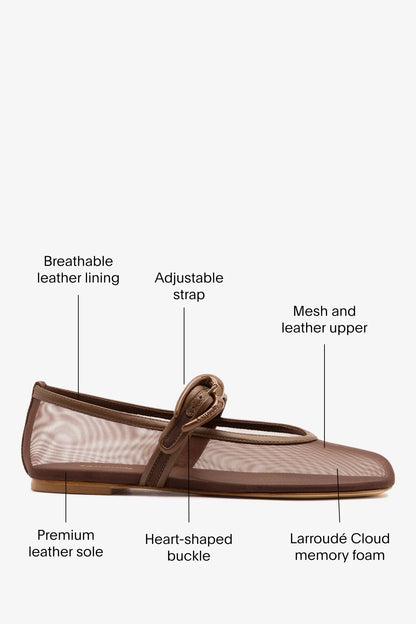 Verona Mesh Ballet Flat Burnt Umber Leather