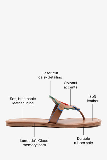 Margherita Thong Sandal In Caramel Leather