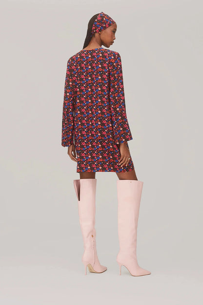 Dede Tunic Dress In Black Floral Silk