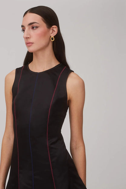 Sarah Dress In Black Satin