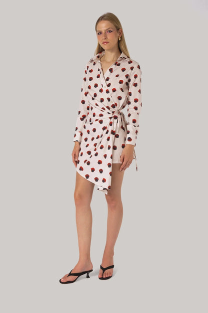 Sashi Wrap Dress White Floral Cotton