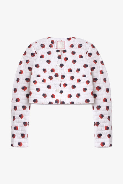 Gloria Cropped Jacket White Floral Cotton