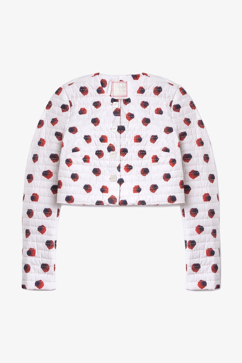 Gloria Cropped Jacket White Floral Cotton