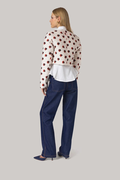 Gloria Cropped Jacket White Floral Cotton