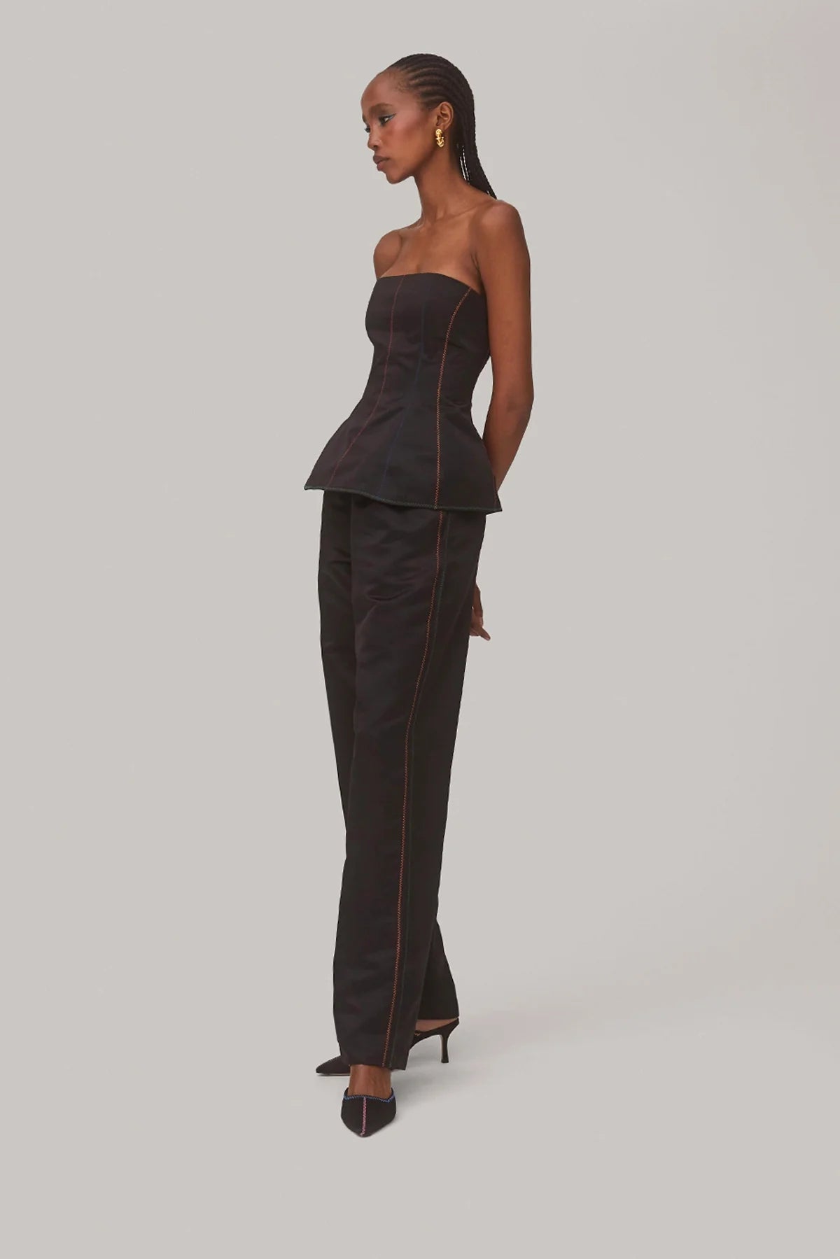 Claire Bustier Top In Black Satin