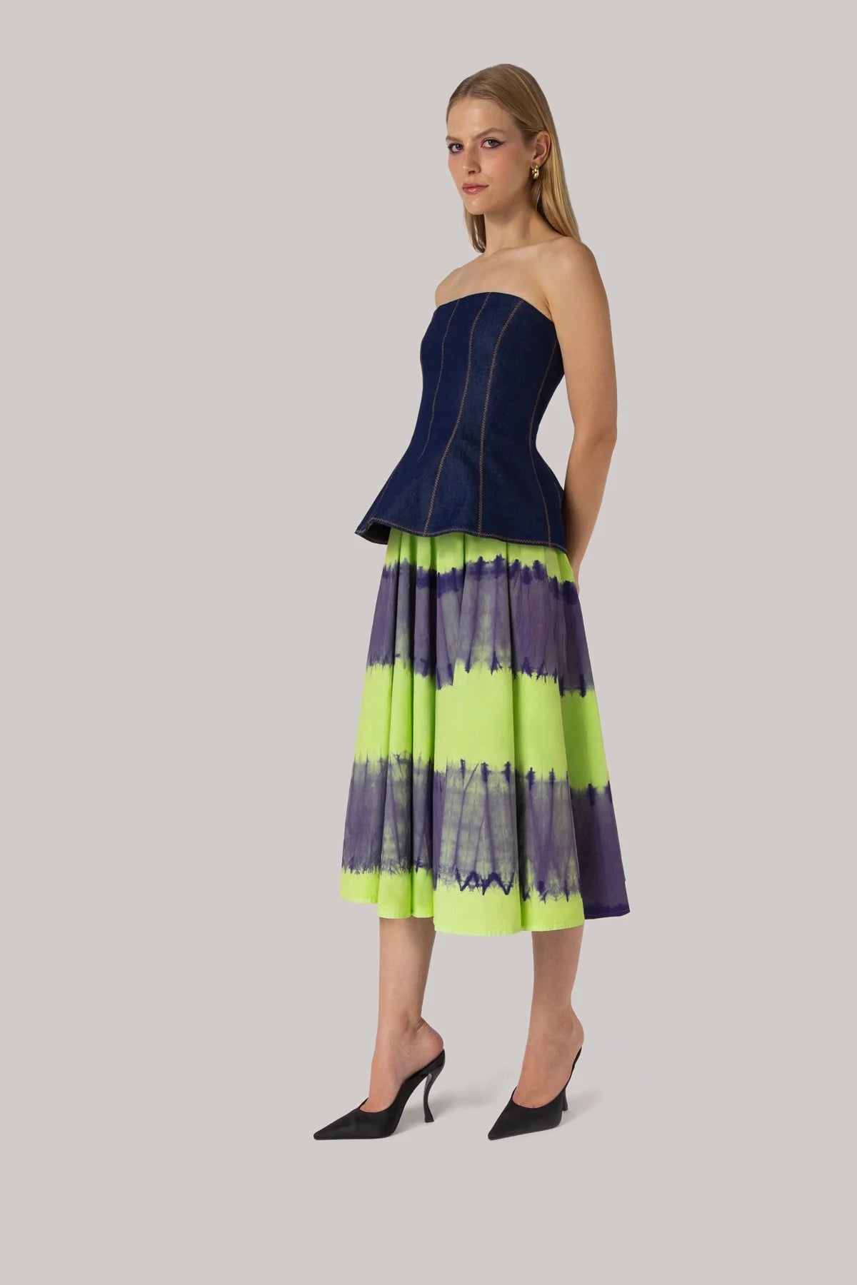 Sharon Skirt Purple and Green Tie Dye Cotton