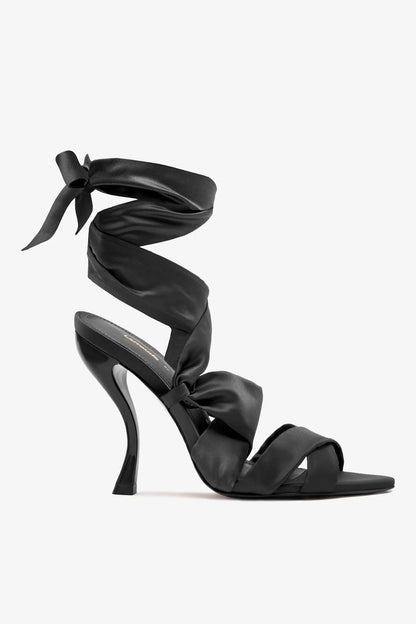 Larroudé x Nicolò B.: Dani Sandal Black Satin